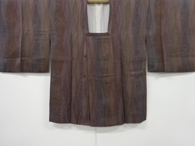 JAPANESE KIMONO / VINTAGE MICHIYUKI COAT / SILK / WAVY STRIPE